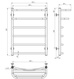 Электрический полотенцесушитель Deffi Отель П6 500х700 правое подключение белый C.OD.70.50.6.E.W.R.5