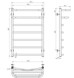 Электрический полотенцесушитель Deffi Отель П7 500х800 левое подключение WD03 белый C.OD.80.50.7.E.W.L.3