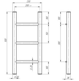 Электрический полотенцесушитель Deffi Орион П3 200х500 правое подключение черный C.OR.50.20.3.E.B.R.5