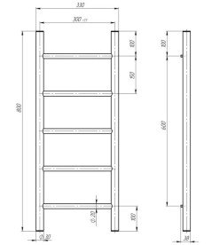 Електрична сушарка для рушників Deffi Оріон П5 300х800 ліве підключення хром C.OR.80.30.5.E.C.L.5