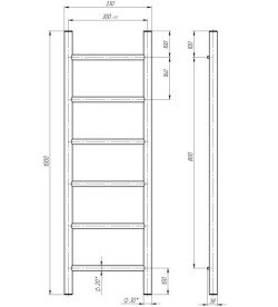 Електрична сушарка для рушників Deffi Оріон П6 300х1000 ліве підключення чорний C.OR.100.30.6.E.B.L.5