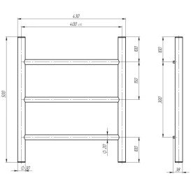 Електрична сушарка для рушників Deffi Оріон П3 400х500 ліве підключення хром C.OR.50.40.3.E.C.L.5