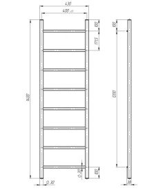 Електрична сушарка для рушників Deffi Оріон П8 400х1400 ліве підключення чорний C.OR.140.40.8.E.B.L.5