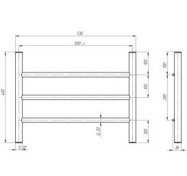 Електрична сушарка для рушників Deffi Оріон П3 500х400 ліве підключення JD03 чорний C.OR.40.50.3.E.B.L.1