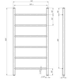 Електрична сушарка для рушників Deffi Оріон П6 500х1000 праве підключення хром C.OR.100.50.6.E.C.R.5