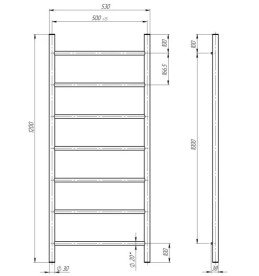 Электрический полотенцесушитель Deffi Орион П7 500х1200 правое подключение JD03 черный C.OR.120.50.7.E.B.R.1