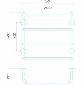 Електросушарка для рушників Deffi Стандарт П4 500х600 ліве підключення хром C.SS.60.50.4.E.C.L.5