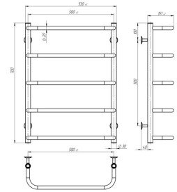 Електрична сушарка для рушників Deffi Стандарт П5 500х700 праве підключення JD03 хром C.SS.70.50.5.E.C.R.1