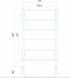 Електрична сушарка для рушників Deffi Стандарт П6 500х800 ліве підключення хром C.SS.80.50.6.E.C.L.5