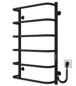 Электрический полотенцесушитель Deffi Стандарт П6 500х800 правое подключение JD03 черный C.SS.80.50.6.E.B.R.1