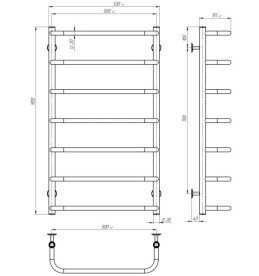 Электрический полотенцесушитель Deffi Стандарт П7 500х900 левое подключение JD03 черный C.SS.90.50.7.E.B.L.1