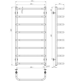 Електрична сушарка для рушників Deffi Стандарт П8 500х1000 ліве підключення WD03 білий C.SS.100.50.8.E.W.L.3