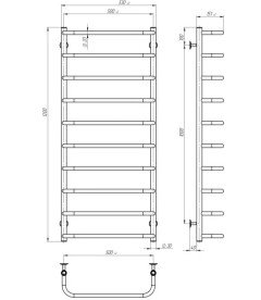 Электрический полотенцесушитель Deffi Стандарт П10 500х1200 левое подключение JD03 черный C.SS.120.50.10.E.B.L.1