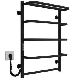 Электрический полотенцесушитель Deffi Стандарт с полкой П5 500х700 левое подключение JD03 черный C.SP.70.50.5.E.B.L.1