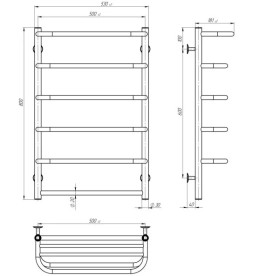Электрический полотенцесушитель Deffi Стандарт с полкой П6 500х800 левое подключение WD03 белый C.SP.80.50.6.E.W.L.3