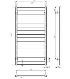Електрична сушарка для рушників Deffi Silvia П9 500х1000 E праве підключення JD04 хром A.SV.100.50.9.E.C.R.2