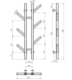 Електрична сушарка для рушників Deffi Sakura П6 100х800 E праве підключення JD04 чорний A.SR.80.10.6.E.B.R.2