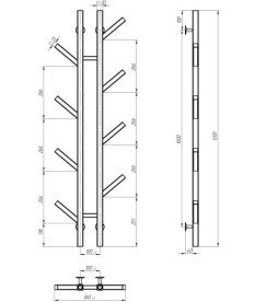 Электрический полотенцесушитель Deffi Sakura П8 100х1200 E правое подключение JD04 черный A.SR.120.10.8.E.B.R.2