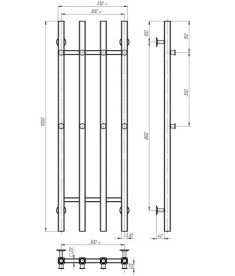 Електрична сушарка для рушників Deffi Split П4 300х1000 ліве підключення JD04 хром A.SP.100.30.4.E.C.L.2