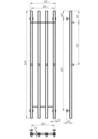 Электрический полотенцесушитель Deffi Split П4 300х1400 левое подключение JD04 черный A.SP.140.30.4.E.B.L.2
