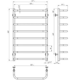 Електрична сушарка для рушників Deffi Стандарт П8 500х800 праве підключення EF16 білий D.SS.80.50.8.E.W.R.5