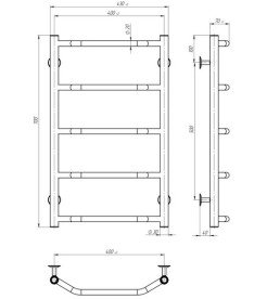 Электрический полотенцесушитель Deffi Трапеция П5 400х700 левое подключение JD03 хром C.TR.70.40.5.E.C.L.1