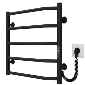 Електрична сушарка для рушників Deffi Трапеція П5 500х500 правильне підключення JD03 чорний C.TR.50.50.5.E.B.R.1