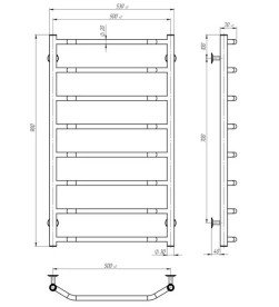 Електричний сушарка для рушників Deffi Трапеція П8 500х900 ліве підключення білий C.TR.90.50.8.E.W.L.5