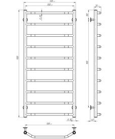 Електрична сушарка для рушників Deffi Трапеція П10 500х1100 ліве підключення JD03 хром C.TR.110.50.10.E.C.L.1