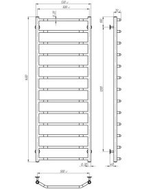 Электрический полотенцесушитель Deffi Трапеция П13 500х1400 левое подключение JD03 черный C.TR.140.50.13.E.B.L.1