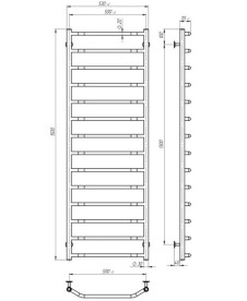 Електрична сушарка для рушників Deffi Трапеція П14 500х1500 праве підключення хром C.TR.150.50.14.E.C.R.5