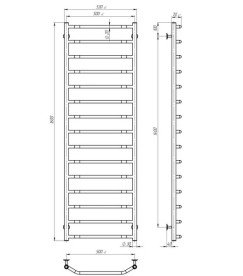 Електрична сушарка для рушників Deffi Трапеція П15 500х1600 праве підключення чорний C.TR.160.50.15.E.B.R.5