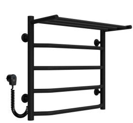 Электрический полотенцесушитель Deffi Трапеция с полкой П5 500х500 левое подключение черный C.TP.50.50.5.E.B.L.5