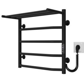 Электрический полотенцесушитель Deffi Трапеция с полкой П5 500х500 правое подключение JD03 черный C.TP.50.50.5.E.B.R.1