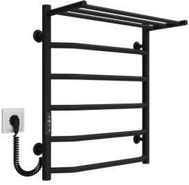 Электрический полотенцесушитель Deffi Трапеция с полкой П6 500х600 левое подключение JD03 черный C.TP.60.50.6.E.B.L.1