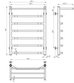 Электрический полотенцесушитель Deffi Трапеция с полкой П7 500х700 левое подключение WD03 белый C.TP.70.50.7.E.W.L.3