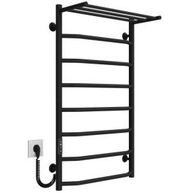 Электрический полотенцесушитель Deffi Трапеция с полкой П8 500х900 левое подключение JD03 черный C.TP.90.50.8.E.B.L.1