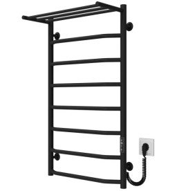 Электрический полотенцесушитель Deffi Трапеция с полкой П8 500х900 правое подключение JD03 черный C.TP.90.50.8.E.B.R.1