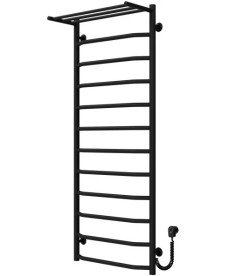 Електрична сушарка для рушників Deffi Трапеція з полицею П12 500х1300 праве підключення чорний C.TP.130.50.12.E.B.R.5