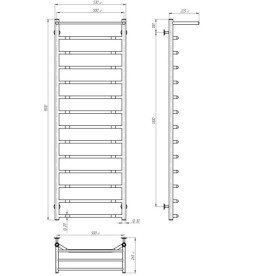 Електричний сушарка для рушників Deffi Трапеція з полицею П15 500х1500 ліве підключення білий C.TP.150.50.15.E.W.L.5