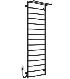 Електрична сушарка для рушників Deffi Трапеція з полицею П15 500х1600 ліве підключення JD03 чорний C.TP.160.50.15.E.B.L.1