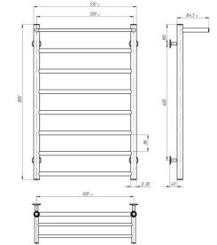 Электрический полотенцесушитель Deffi Терма П8 500х800 левое подключение белый C.TE.80.50.8.E.W.L.5