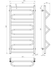 Электрический полотенцесушитель Deffi Вилла 500х1000 правое подключение хром C.VP.100.50.E.C.L.5