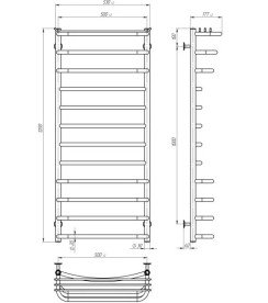 Электрический полотенцесушитель Deffi Юность П12 500х1200 правое подключение JD03 черный C.YU.120.50.12.E.B.R.1