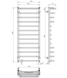 Електрична сушарка для рушників Deffi Юність П13 500х1300 праве підключення чорний C.YU.130.50.13.E.B.R.5