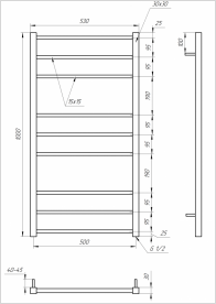 Електрична рушникосушка Genesis-Aqua Tristar square 100x53 см чорний GA-2005