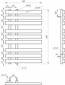 Электрический полотенцесушитель Genesis-Aqua Magnum 80x53 см черный GA-1304