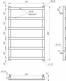 Електрична рушникосушка Genesis-Aqua Basis Light 80x53 см чорний GA-1904