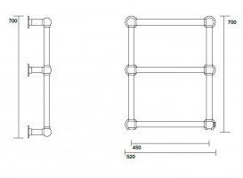 Электрический полотенцесушитель Kerasan Retro 520х700х130 золото 740191