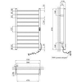 Електричний сушка для рушників Kroner KRP Hitze-Stern SCH8753-10T 53х87 см нержавіюча сталь чорний CV035345